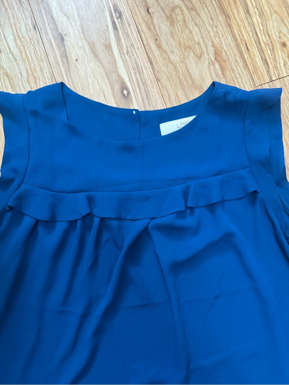 LOFT Sleeveless Ruffle Top - Blue - Picture 3 of 5